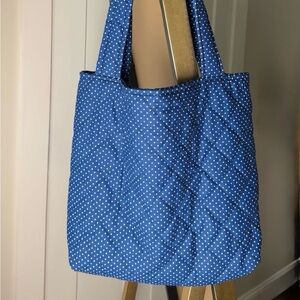 Blue Polka Dot Quilted Tote Bag